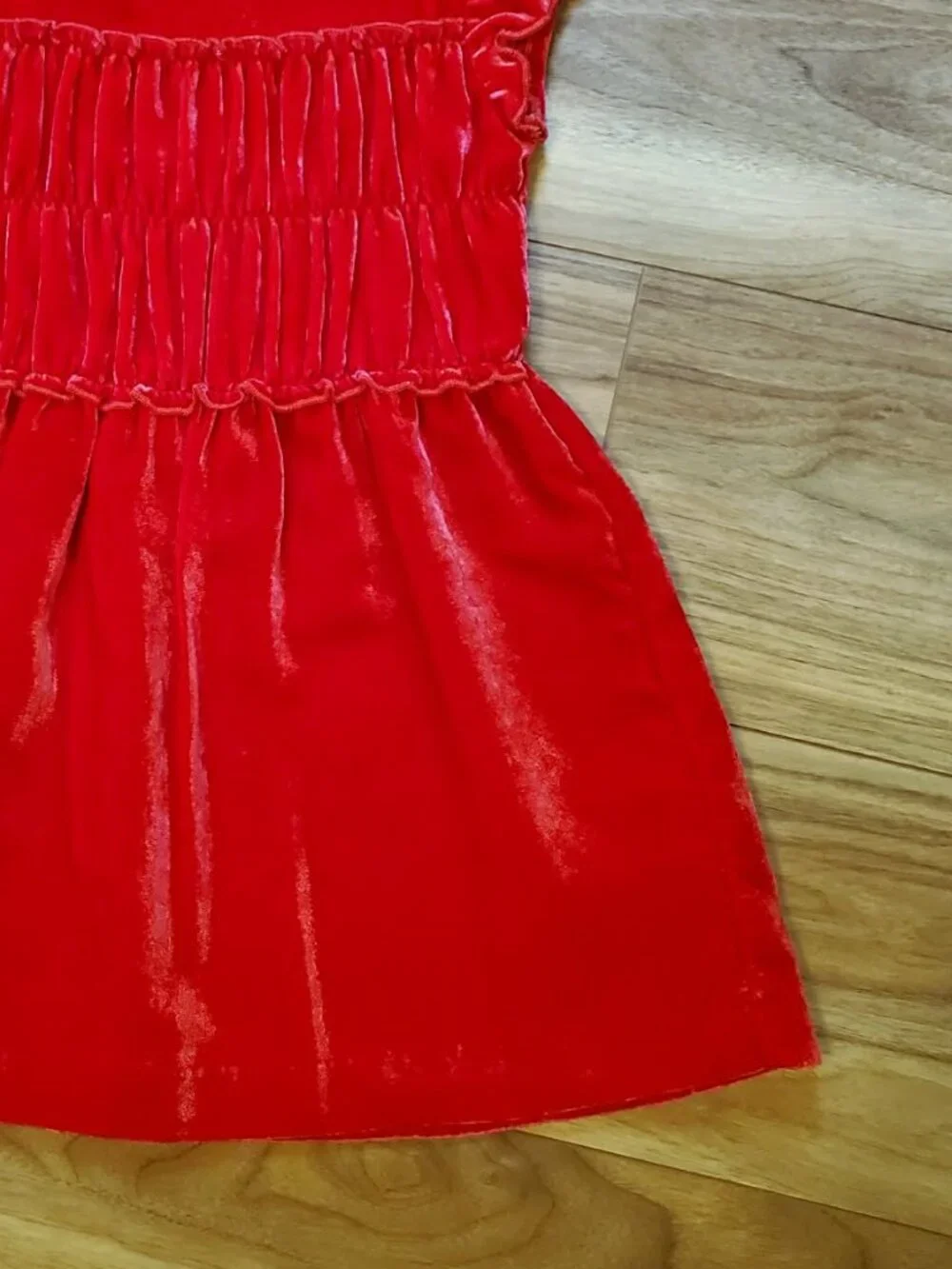 Crewcuts Smocked Red Velvet Dress Size 5